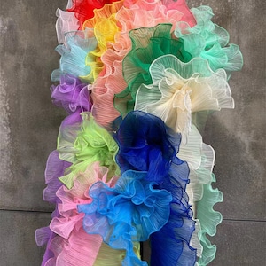14 Farben plissierte Organza-Spitze, 2-lagig, Rüschen-Spitzenbesatz, Wellen-Spitzenbesatz für Cosplay, Haute Couture, Kleider, Hochzeitsdekor, Tutu-Kleid