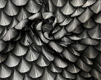 Sea Shell Pattern Fabric, Solid Fish Scale Jacquard Fabric, Winter Fabric, Polyester Fabric for Coat, Costume, Suits, Gown