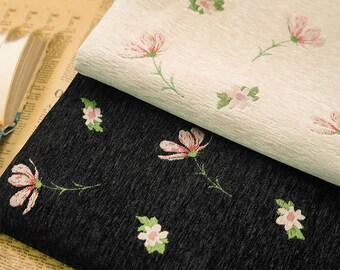 Jacquard chenille Floral Fabric, Thick Venice fabric, Apparel Quilting Costume for Tablecloth, Shirting, Curtain,  Winter Cushion, 1 yard