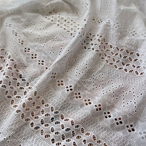 Picture of Cotton Fabric, off White Cotton Lace Fabric, Geometric Motif Embroidery ...