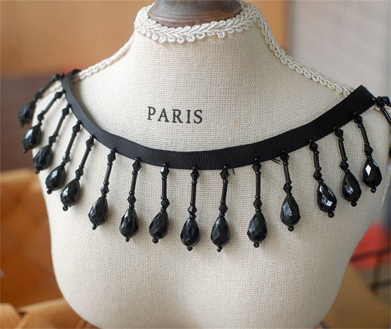black beaded trim for dresses Dangling Fringe Trim, Fringe Trim, Heavy Bead Trimming Dance Costume, Party Dress, Curtain, Wedding Short sleeves Women's Romper Sherri Hill 57487 Dress Pants Size:30 S