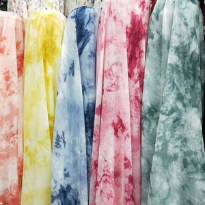 Tie-dye chiffon stof, zachte chiffon stof met kleurverloop, ombre chiffon stof voor zomerjurk, sjaals, kledingstukken