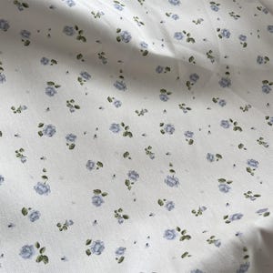 Dusty Blue Rose Floral Lace Fabric, Floral Printed Cotton Fabric, Cotton Fabric for DIY Sewing, Headband, Summer Dress, Cosutme