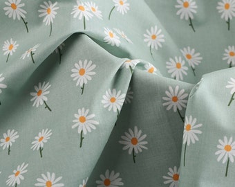 Daisy stof, Daisy print katoenen stof, bloemen katoenen stof voor babyjurk, shirt, tafelkleed, rok, gordijn