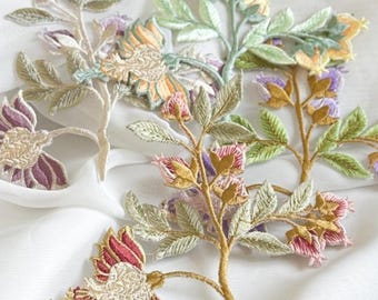 Utsökt broderiapplikation med blomträdmotiv, applikation med blommönster för skjorta, cheongsam, dansklänning, brudklänning