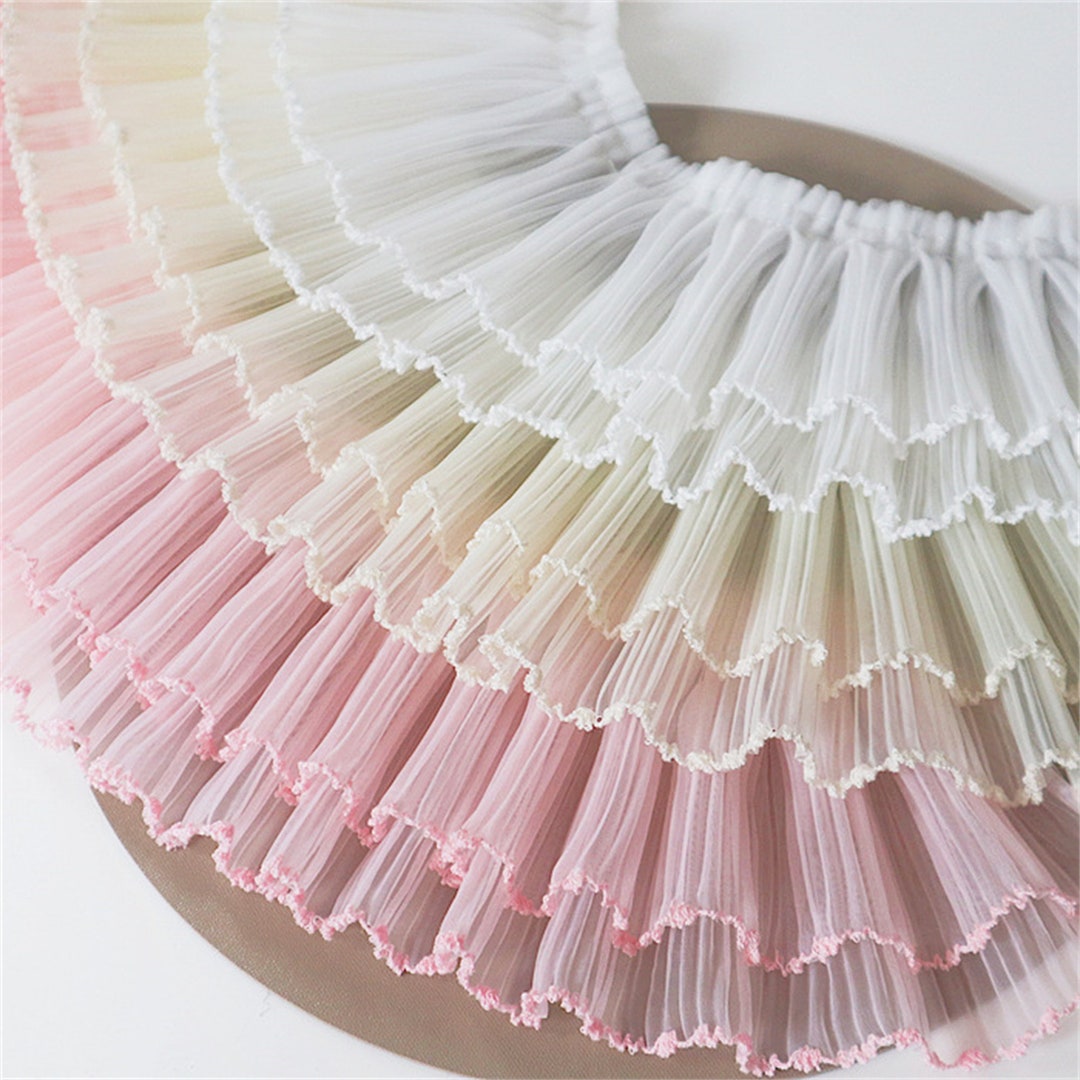 2 Layers Ruffle Organza Lace Trim, Dense Pleated Frill Lace Trim for ...