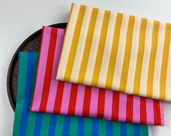 Print 2cm Striped Cotton fabric, Apparel Quilting cotton, Vibrant cotton fabric for Tablecloth, Summer Costume craft, Kid's Clothing, 1 yard