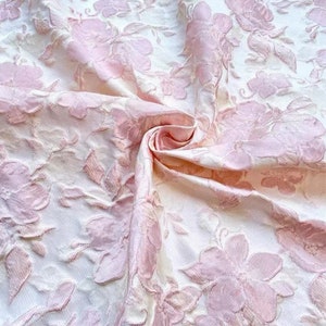 55 "breiter eleganter rosa Blumen geprägter Stickerei-Jacquard-Stoff für Tasche DIY, Abendkleid, Kostüm, Wohnkultur, Oberseiten