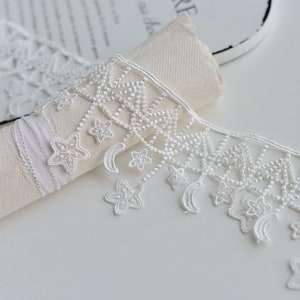 3 Colors Star Moon Lace Trim, Venice Tassel Lace, Star Fringe Lace Trim for Necklace, Wedding Gown, Veil, Dress Decor, Hats