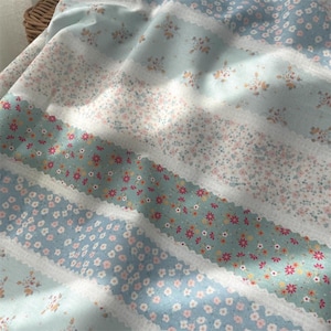Dentelle de coton imprimée de fleurs colorées, Tissu à rayures larges, Tissu à coudre pour bricolage, Tissu pour robe, Tissu pour chemise, Tissu pour nappe