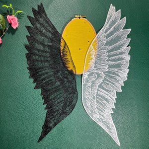 Organza Angel Wings lace Applique, Fairy embroidery patch for Shoulder decor, costumes, garments, design creating, 1 pair