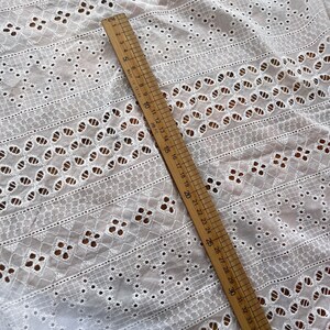 Cotton Fabric, off White Cotton Lace Fabric, Geometric Motif Embroidery ...