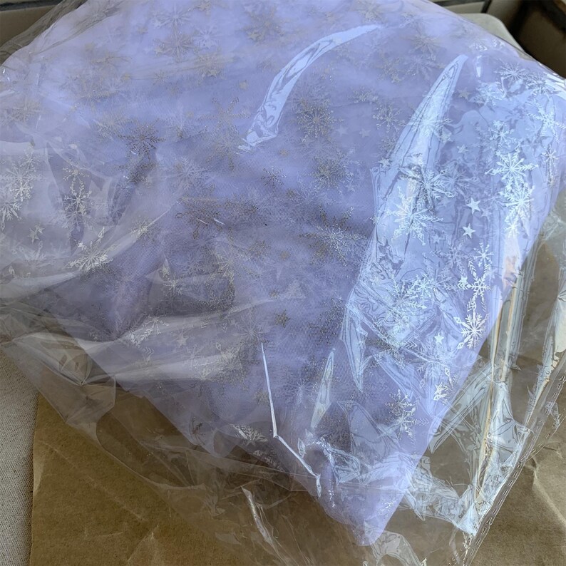 Frozen Print Silver Snowflake Tulle Lace Fabric for Girl Cape, Backdrop, Cospaly, Tutus, Princess Dress, Veil, 17 Colors image 16