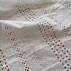 Cotton Fabric, off White Cotton Lace Fabric, Geometric Motif Embroidery ... - Geometric Motifs In Embroidery Laces