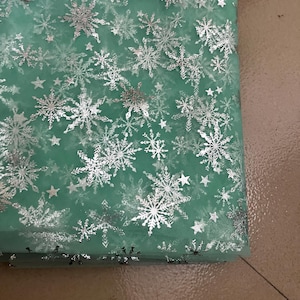 Frozen Print Silver Snowflake Tulle Lace Fabric for Girl Cape, Backdrop, Cospaly, Tutus, Princess Dress, Veil, 17 Colors G: light green