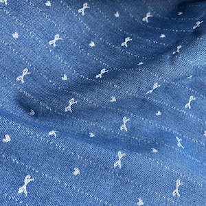 Tela jacquard con lazo de mezclilla a rayas, tela de tapicería, material para chaquetas, pantalones, bolsos, lazos para el cabello y proyectos de manualidades. Azul
