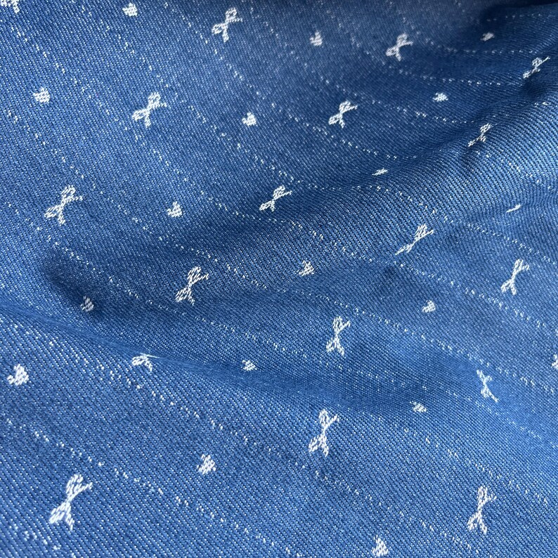Tela jacquard con lazo de mezclilla a rayas, tela de tapicería, material para chaquetas, pantalones, bolsos, lazos para el cabello y proyectos de manualidades. Azul