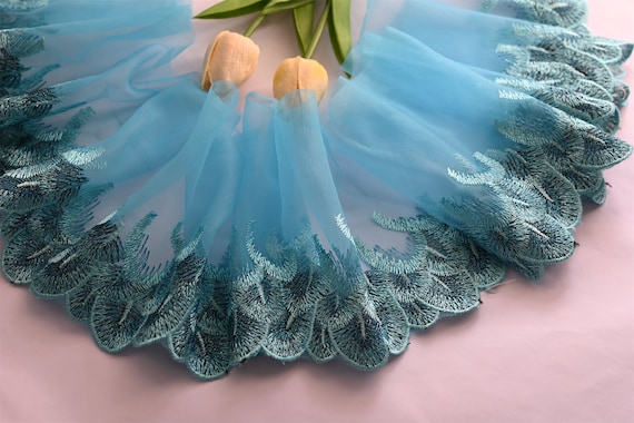 Peacock Blue Feather Mesh Lace Trim, Embroidery Mesh Lace for BJD Doll Dress,  Home Decor, Sewing Project, Costume Design - Etsy
