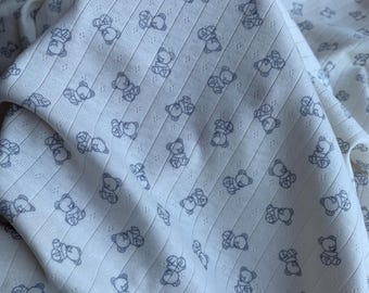 Strepen gebreide stof, schattige beer prints stof, stretch uitgehold gebreide stof voor rok, deken, kledingstukken, speekselhanddoek, shirts, 1 werf