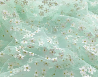 Tissu de dentelle de tulle de fleurs de cerisier d'impression, tulle rêveur pour des robes de soirée, robe de partie, décor de mariage, voile, bandeaux, 1 cour
