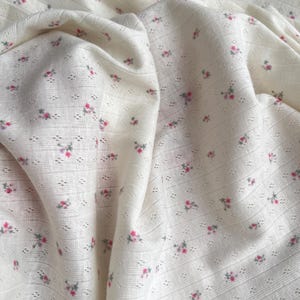 Hollow out Beige Stretch Cotton Fabric, Soft Knit Cotton Fabric, Floral Fabric, for Skirt, Homewear, Garments, Tops, Shirts