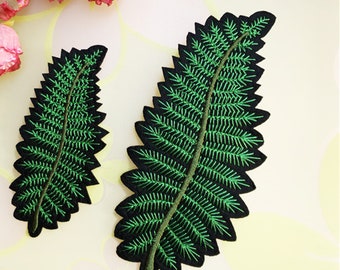 1 piece Green leaf embroidery applique, leaf patches sew on/ iron on for Costume, Craft design, Dress decor, Bodice, jeans, jacket, pants