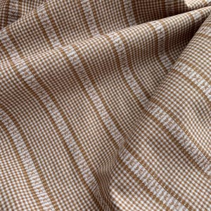 Unique Coffee Embroidered Gingham Fabric, Tiny Plaid Fabric, 53" Wide Fabric By Yard, Shirts Curtain Costume Fabric