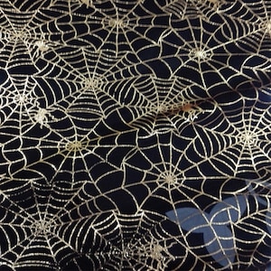 Gold Spider web Printed Lace Fabric, Halloween Mesh Tulle Fabric For Halloween DIY Fabric, Gowns, Veil, Home Decor, Cosplay
