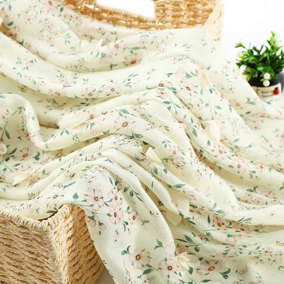 Elegant Overlay Floral Printed Chiffon Lace Fabric, 3d Floral Chiffon ...