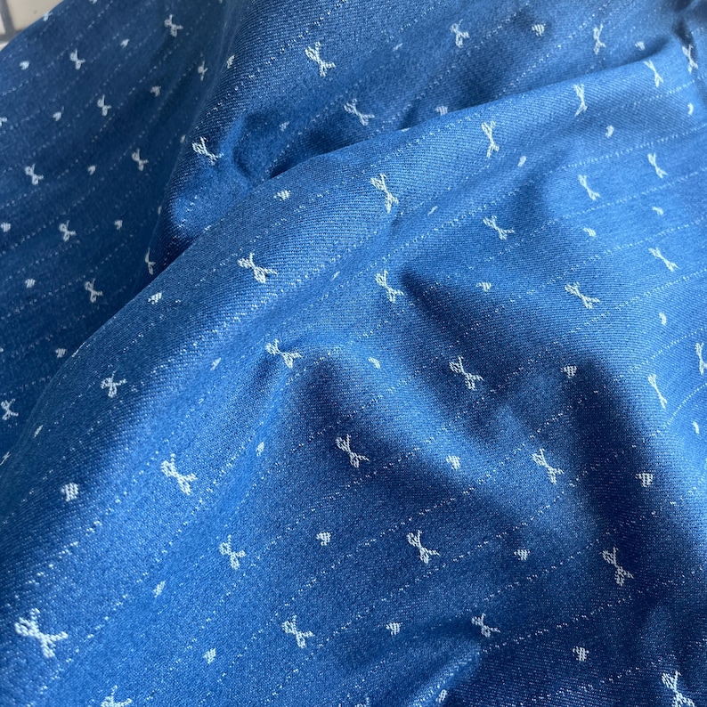 Tela jacquard con lazo de mezclilla a rayas, tela de tapicería, material para chaquetas, pantalones, bolsos, lazos para el cabello y proyectos de manualidades. imagen 5
