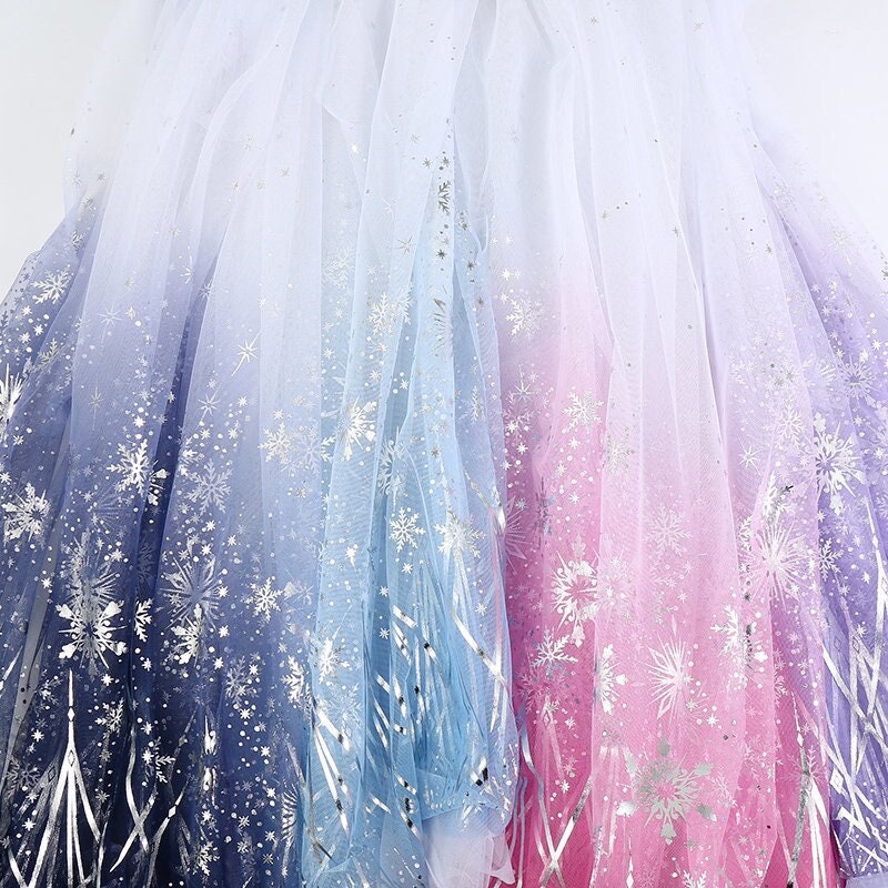 Bronze print snowflake tulle, gradient snowflakes  lace fabric for cosplay cape, veil, Backdrop, girl dress,  59" width