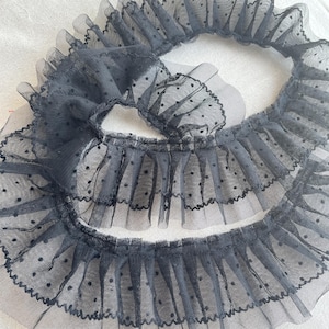 Black Ruffle Lace Trim, Dot Lace, Pleated Tulle Lace Trim for Doll Dress, Sleeve, Skirt Edge, Tutu Dress, 2 Yards image 17