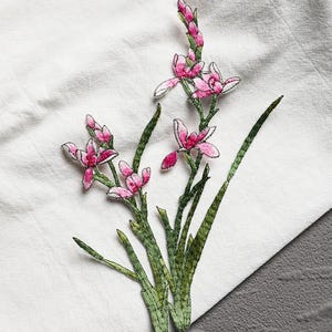 Beautiful Orchid Floral Applique, Flower Iron on Applique Patch for Evening Costume, Dance Wear, Jeans Jacket, Coat decor, Cheongsam, 1 pcs