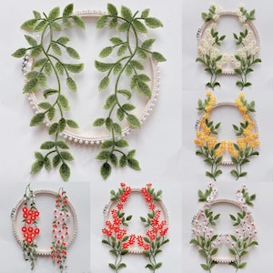 Green Sewing Applique Leaves Lace Applique Trim Embroidery Daisy Applique Patches For DIY Dress Projects Lyrical Gown Bodice 1 Pair