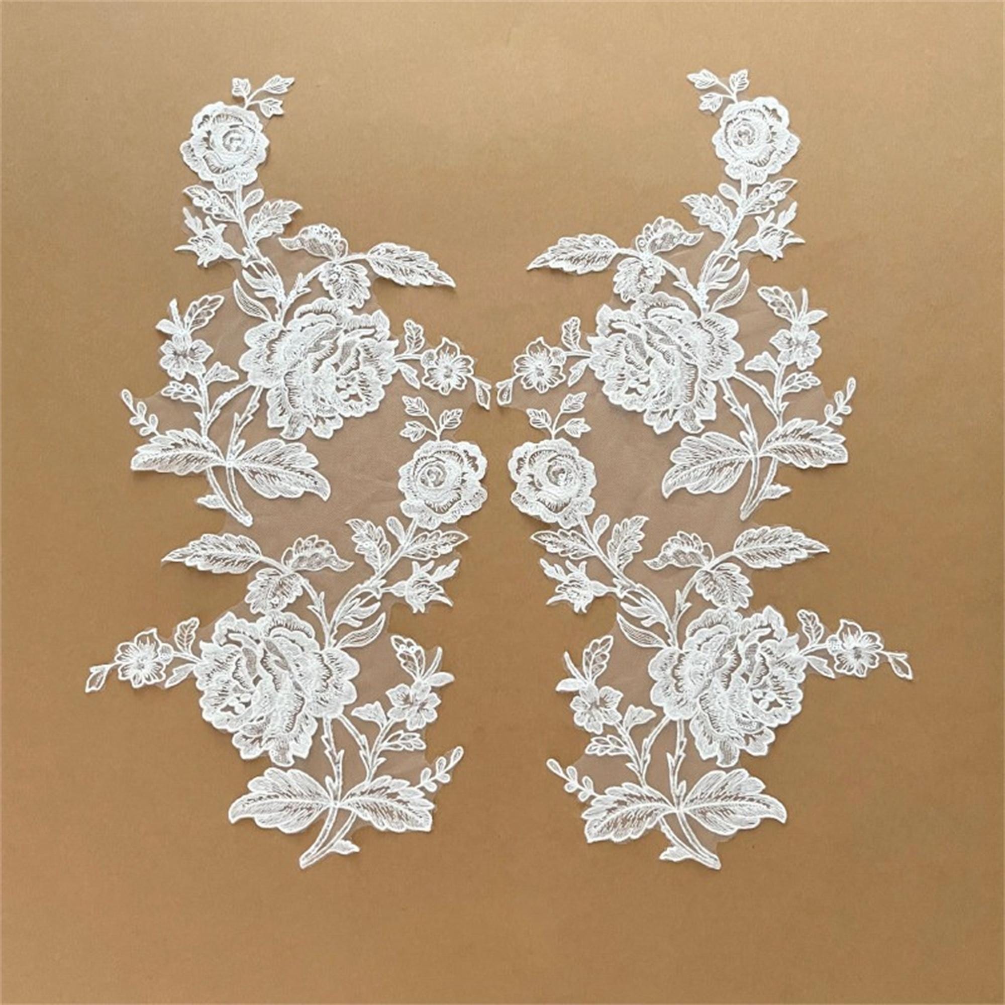 Bridal Bodice Embroidery Lace Applique, Venice Sequins Floral Apparel ...