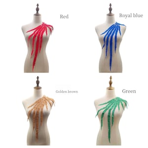 12 Colors Phoenix Tail Lace Applique, Feather Lace Applique Patch for Evening Dress, Costume Design, Jacket, Jeans, Dress Decor