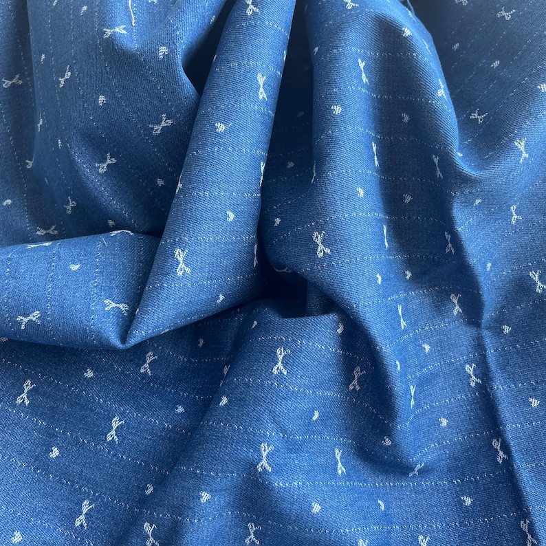 Tela jacquard con lazo de mezclilla a rayas, tela de tapicería, material para chaquetas, pantalones, bolsos, lazos para el cabello y proyectos de manualidades. imagen 9