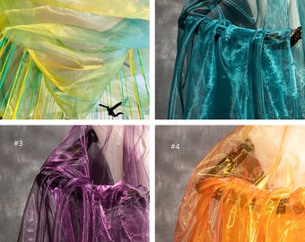 Two Tone Sheer Organza Fabric, Laser Magic Organza Fabric, Designer Fabric for Curtain, Wedding Decor, Cosplay, Prom, Backdrop