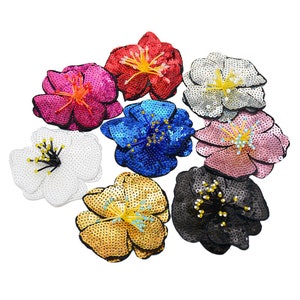 Sequin Flower Patch, 3D Flower Patch, Floral Patch, 3d floral applique, Beaded Flower Applique, Headpiece Lace, Embroidery Patch Sew On