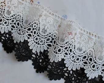 Vintage Guipure Lace Trim, Hollow out Floral Embroidery Venice Lace Trim for Skirt Hem, Clothes, Wedding Dress, Curtain Edge