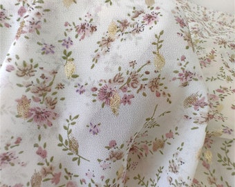 Tissu en mousseline de soie à imprimé floral de fleurs sauvages fraîches, tissu en mousseline de soie à fleurs pour chemisier, jupe, robe de soirée, robe de soirée