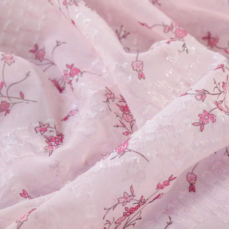 Soft Striped Chiffon Fabric Floral Printing Chiffon Shinny Etsy