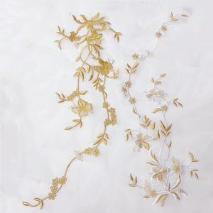 Große gestickte Gold-Venedig-Blumen-Applikation, zum Aufnähen, für Heimwerker, Tanzkostüme, Kleidungsdekor, 1 Stück