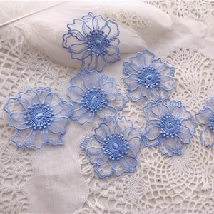 3D Floral Patch, Organza Floral Patch, 3D Flower Applique, Floral Applique Patch for Headpiece, Wedding Decor, Costume, Gown