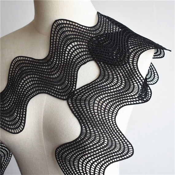 Unique Scallop Wave Bridal lace trim, Hollow water wave lace, milk silk fiber trim for Fashion couture costume , high street,garment sewing