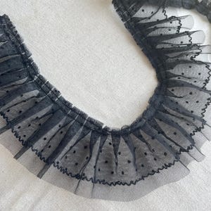 Black Ruffle Lace Trim, Dot Lace, Pleated Tulle Lace Trim for Doll Dress, Sleeve, Skirt Edge, Tutu Dress, 2 Yards image 12