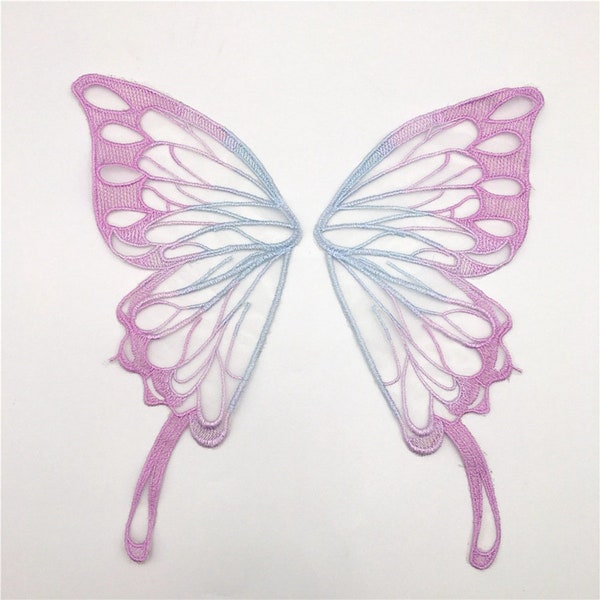 Ombre Butterfly Applique, Embroidery Organza Butterfly Applique with Gradient Color, Butterfly Patch for Dress, Garment, DIY Crafts