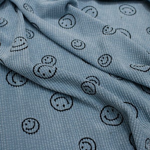 Heavy Corduroy Fabric, Smile Face Pattern Print Corduroy Fabric, Coat Fabric, Pillowcase Fabric, Clothing Fabric, Home Decor Fabric
