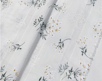 Tissu en coton à broder avec de jolies petites petites fleurs, tissu à rayures pour robe, nappe, vêtement, jupe, fond