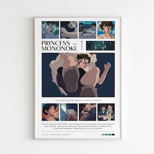 Studio Ghibli Film Poster, Prinzessin Mononoke, digitaler Download, Home Dekore, filmreifes Poster
